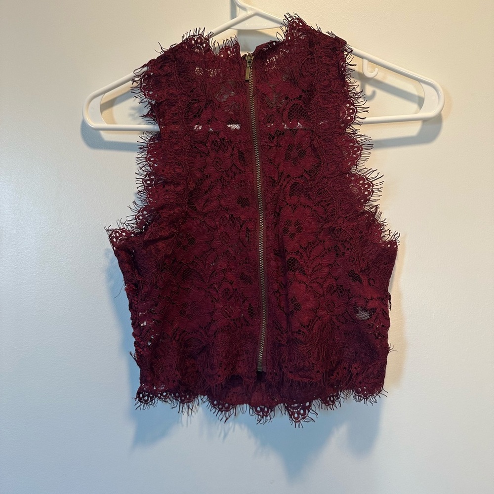 Lace Burgundy Crop Top